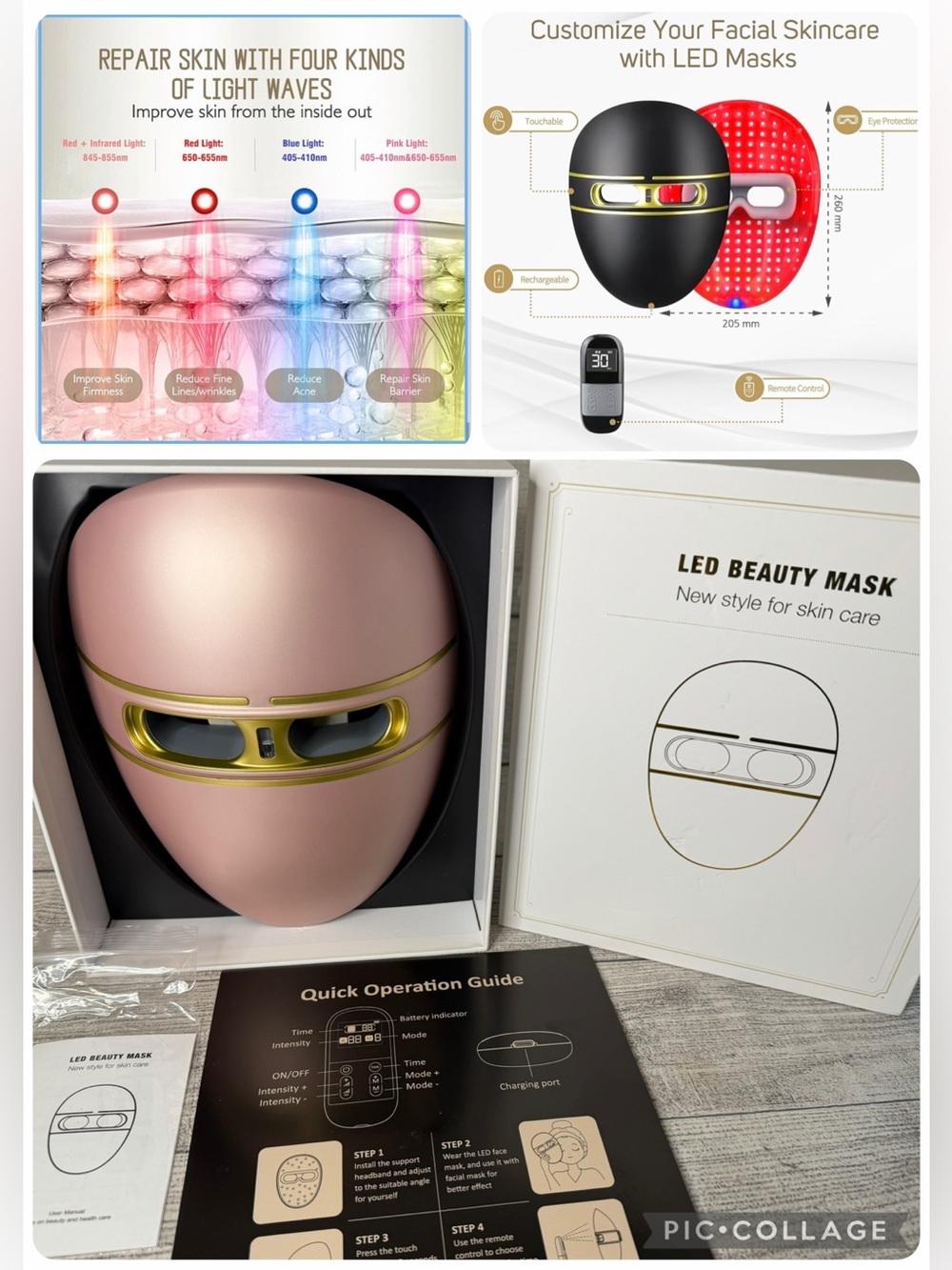 LED Beauty Mask - Rose Gold Facial Light Mask